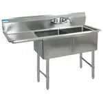 BK Resources BKS-2-18-12-18LS, Sink, (2) Two Compartment