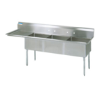 BK Resources , BKS-3-24-14-24L, Sink, (3) Three Compartment