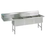 BK Resources BKS6-3-24-14-24LS, Sink, (3) Three Compartment